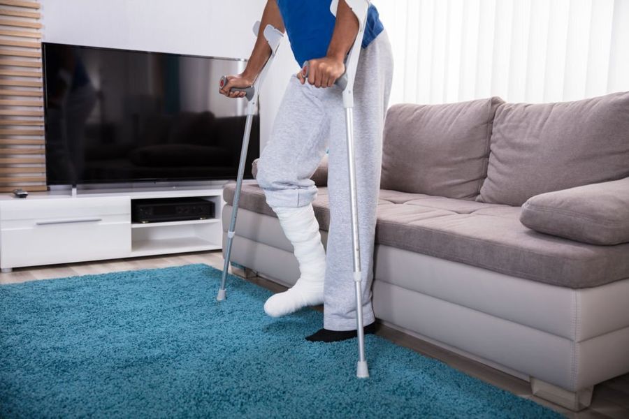 Post-operative rehabilitation exercise supported by a physiotherapist